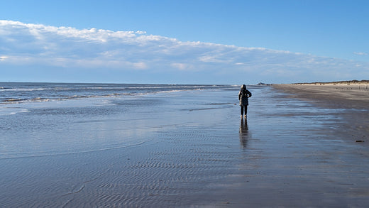 Person on the shore at Mustang Island State Park